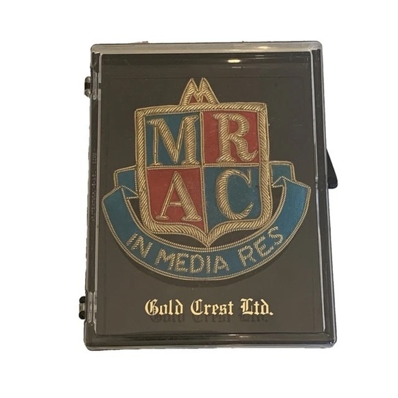 Gold Crest Ltd Other - Vintage MRAC IN MEDIA RES Crest Emblem Badge Gold Bullion Embroidery With Case